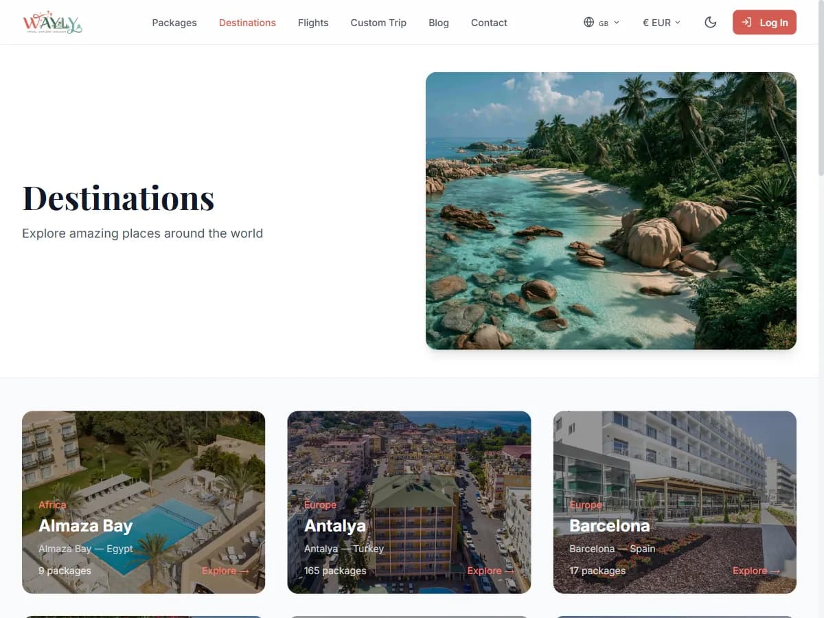WAYLY - Destination catalog