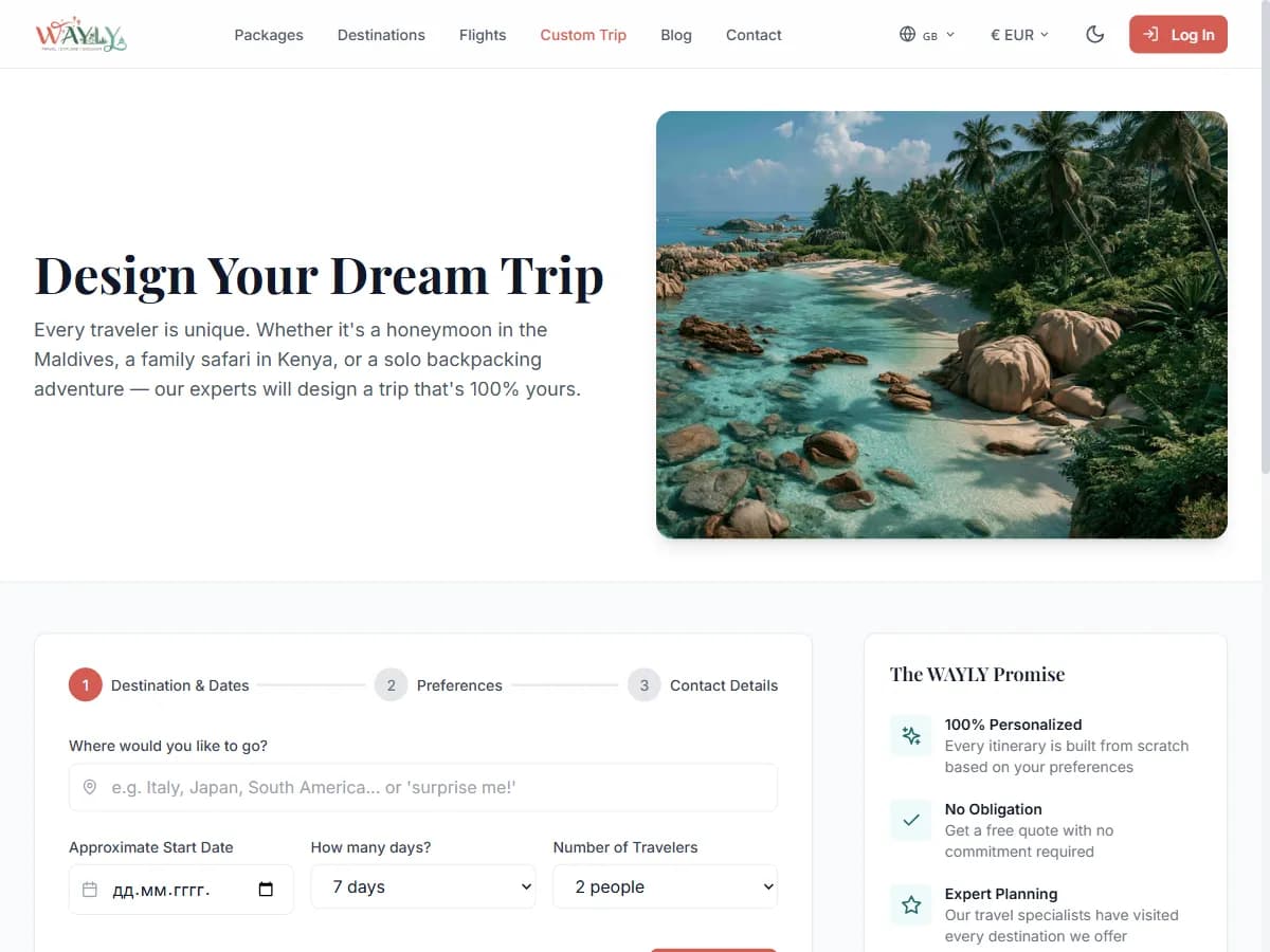 WAYLY - Custom trip builder
